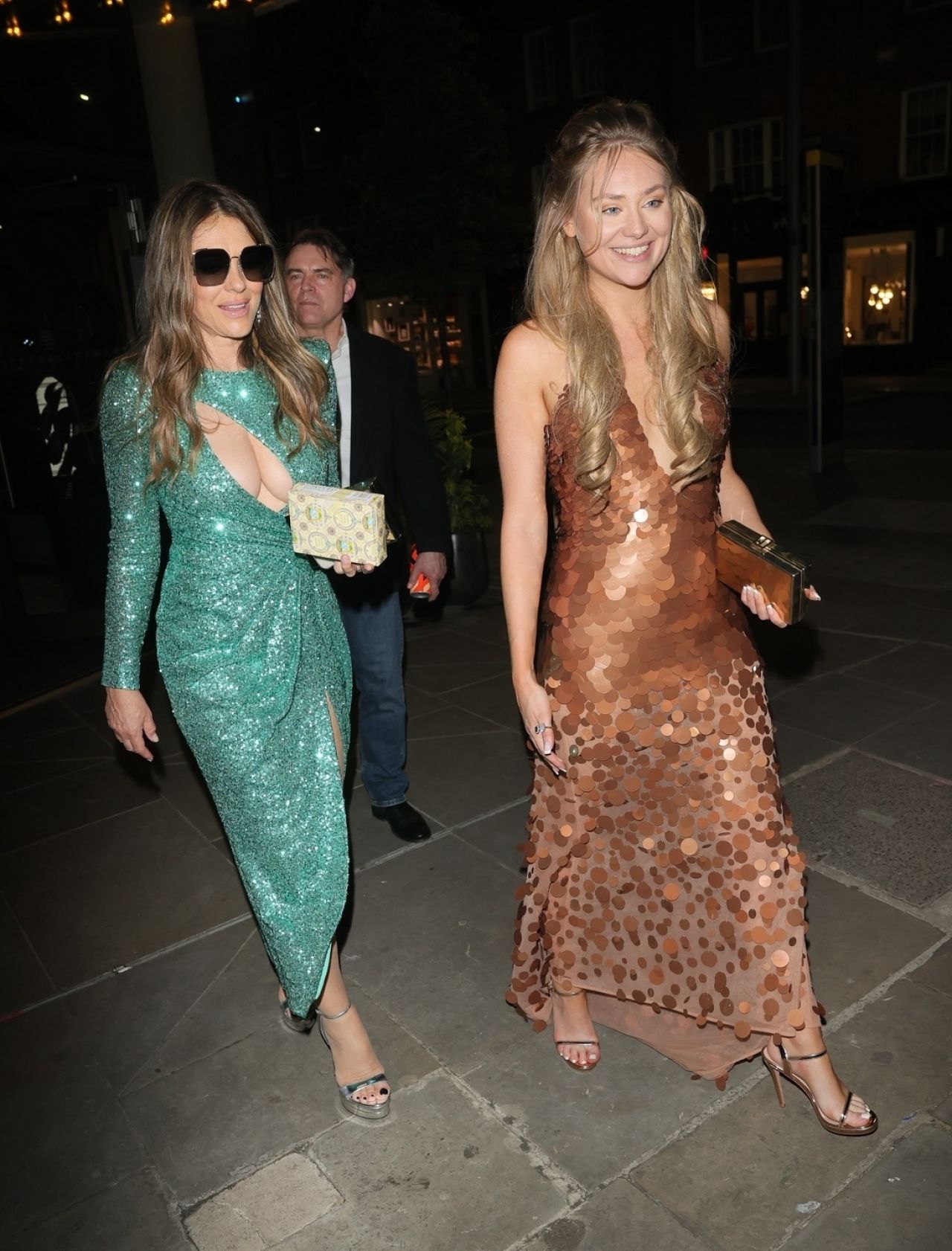 ELIZABETH HURLEY AND GEORGIA LOCK NIGHT OUT IN LONDON